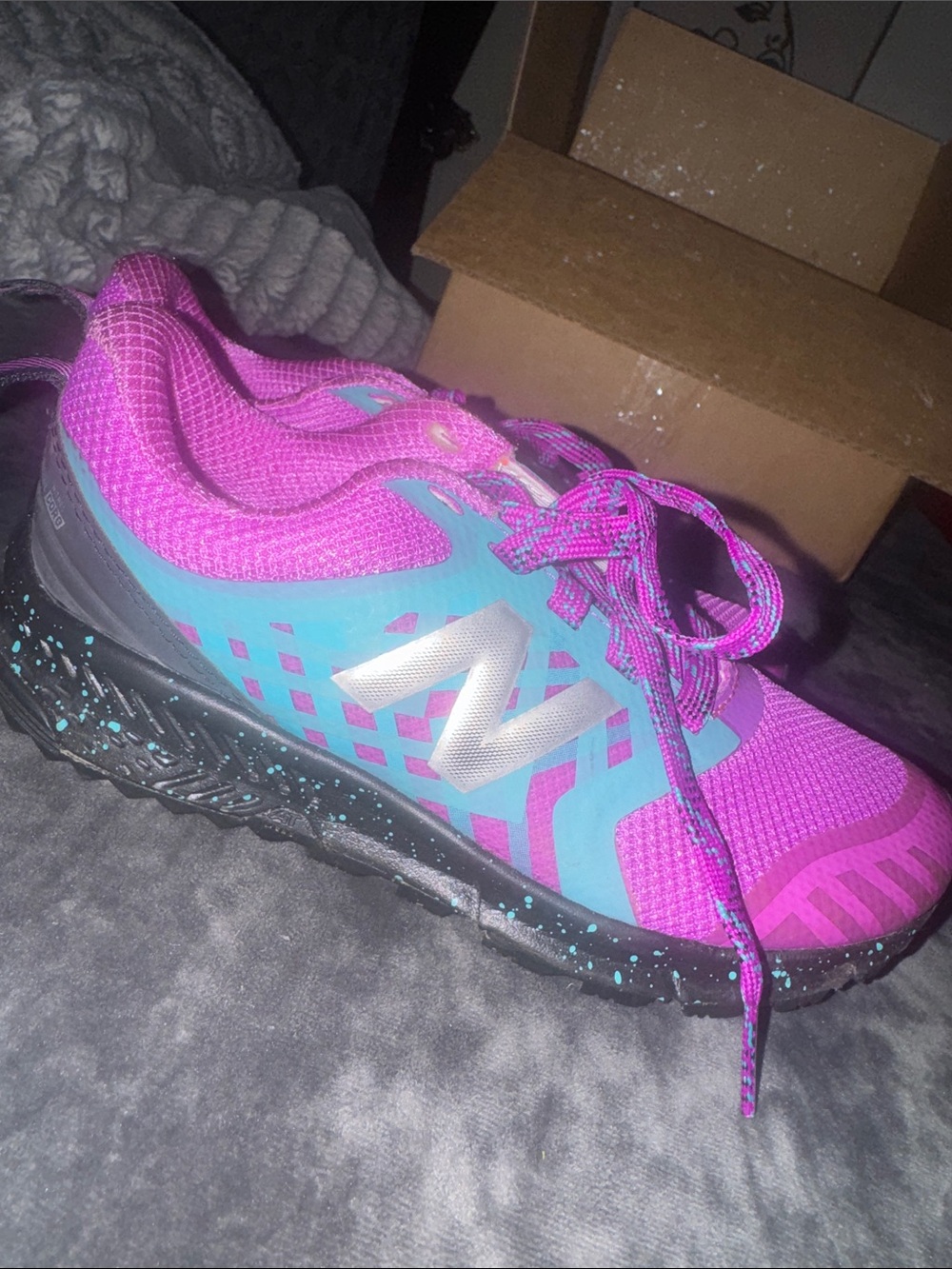 New Balance Kids Bright Pink and Teal Athletic Sneaker